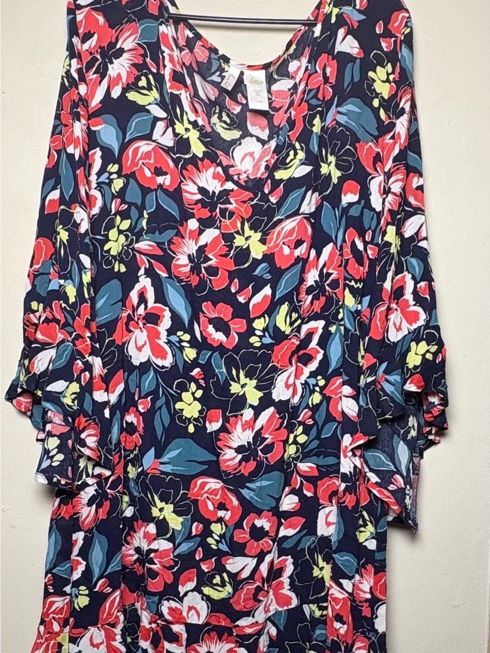 Anne Cole Navy Tunic with Coral, Teal and Lime Floral Print